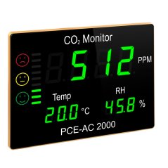 Nástenný veľkoplošný displej CO2 PCE-AC 2000 s teplotou a vlhkosťou