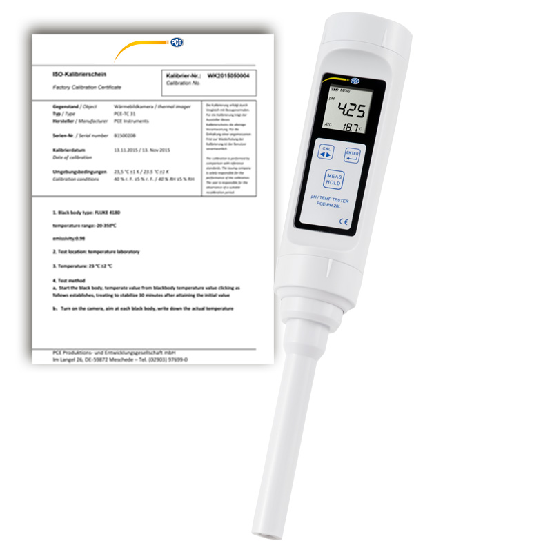 pH meter PCE-PH 28L-ICA s kalibračným certifikátom ISO