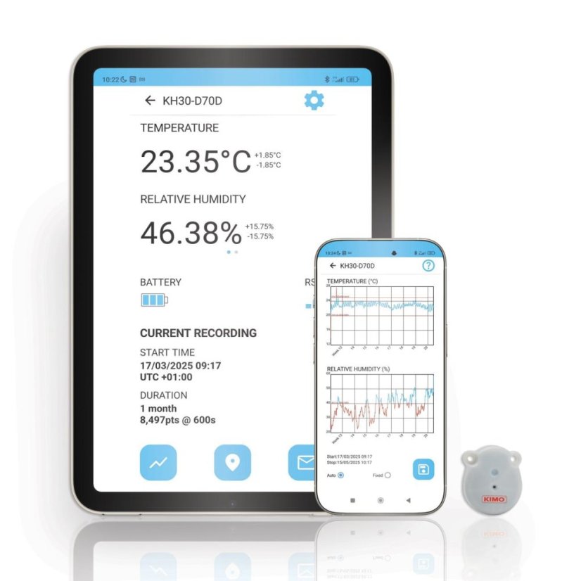 Bluetooth záznamník teploty a vlhkosti pro přepravu - KIMO KH30