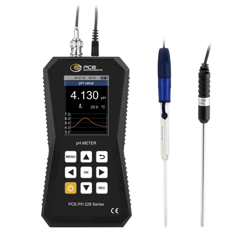 pH meter PCE-PH 228LIQ s tenkou pichacou elektródou Ø 4,3 mm