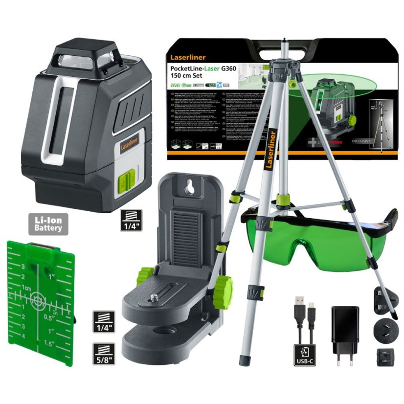 Krížový laser Laserliner PocketLine-Laser G360 Set 150 cm