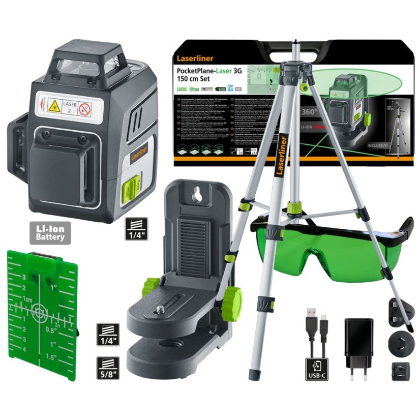 Trojrozměrný laser Laserliner PocketPlane-Laser 3G Set 150 cm