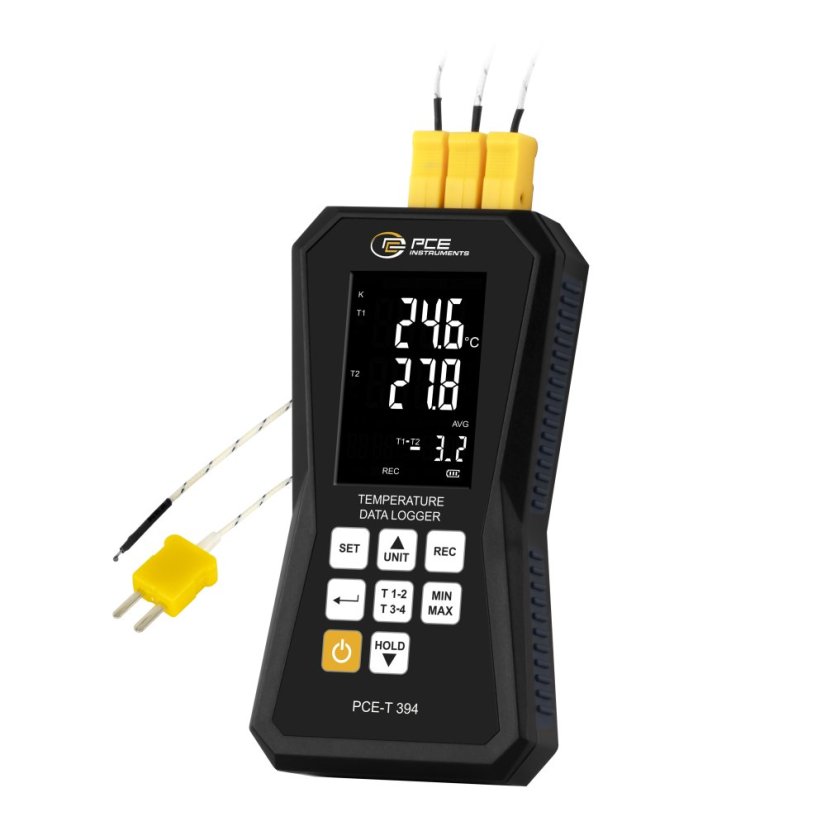 4-kanálový teplomer PCE-T 394 s dataloggerom pre termočlánky K a J