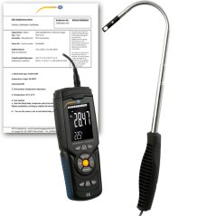 Anemometr se žhaveným drátkem PCE-HWA 30-ICA – 0,3 … 30 m/s, teleskopická sonda, paměť 960 hodnot, USB, s kalibračním certifikátem ISO