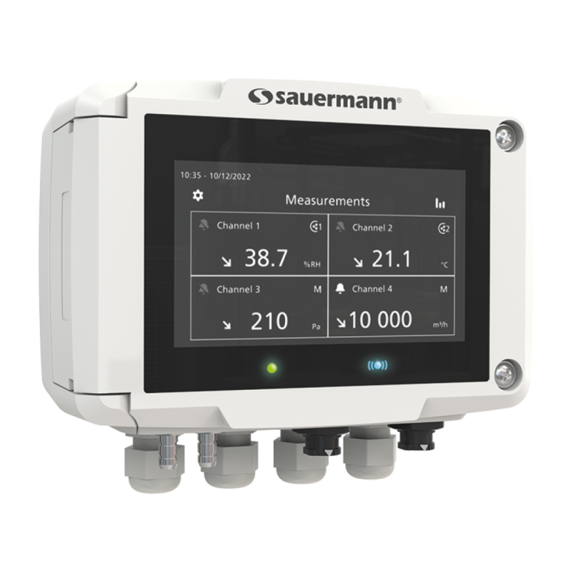 Multifunkčný prevodník Sauermann Si-C320 – tlak, rýchlosť a prietok vzduchu, vlhkosť, CO₂, teplota, 4 výstupy, Modbus RTU
